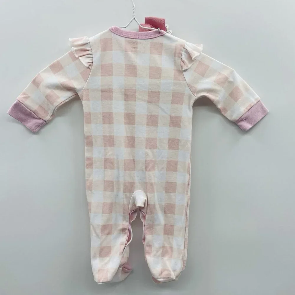 Lila & Jack Baby Girls Size 9 Months Pink‎ & White Plaid Snap Playsuit/Headband